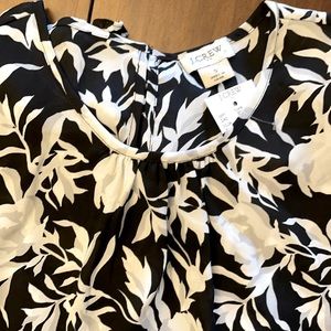 Jcrew small blouse black and white floral print